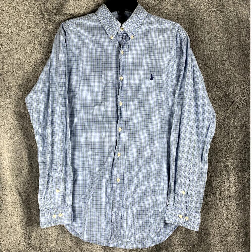 Ralph Lauren Shirt Mens 16 34/35 Blue Classic Fit Check Pony Academia Corpcore